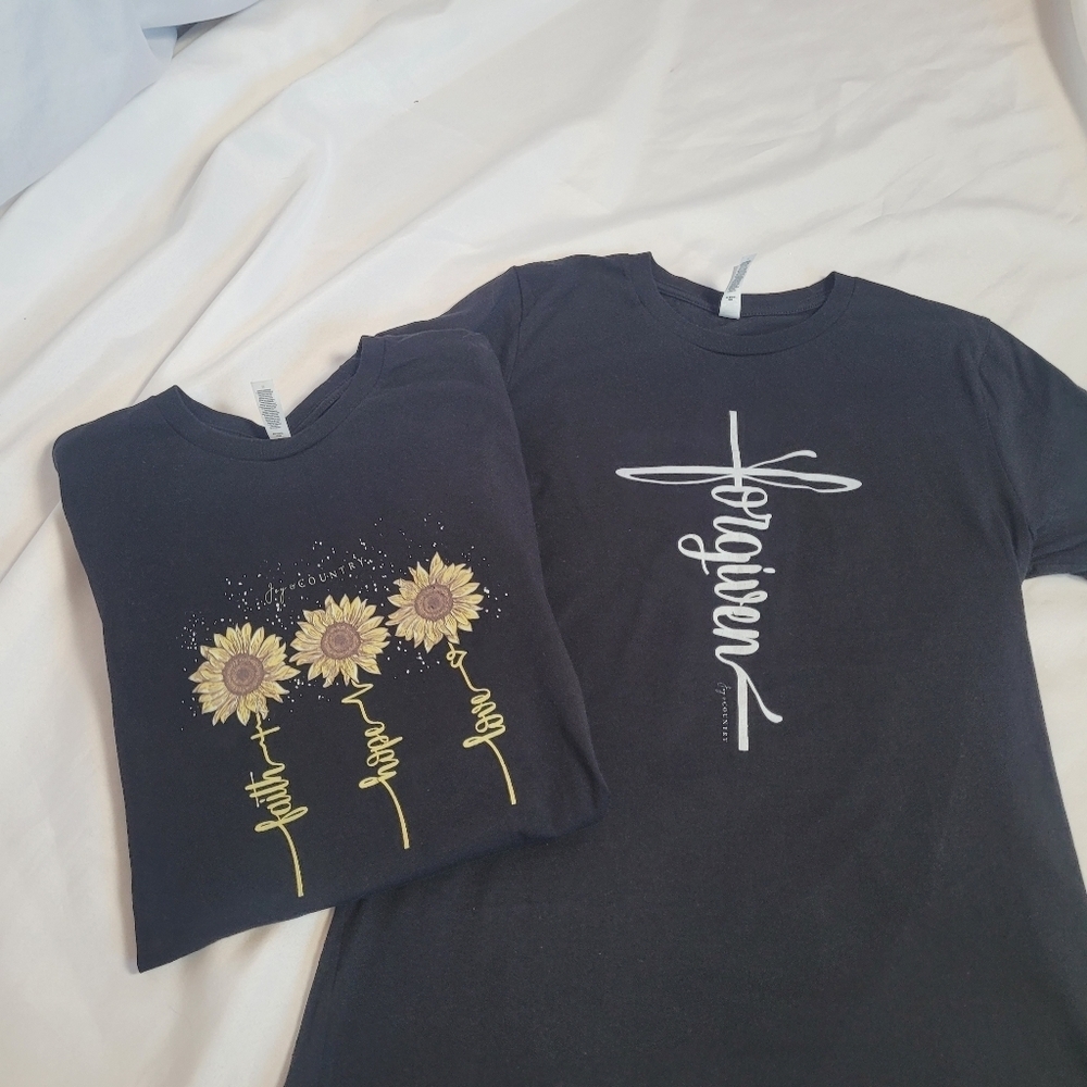 Bella Canvas Lot of 2 Christian Faith Black Tshirts Women's Size Medium